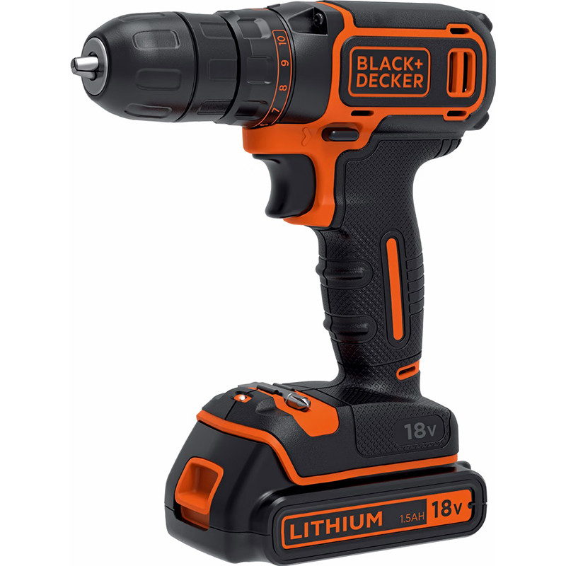 BLACK & DECKER Cordless Drill, 18V - BDCDC18-QW