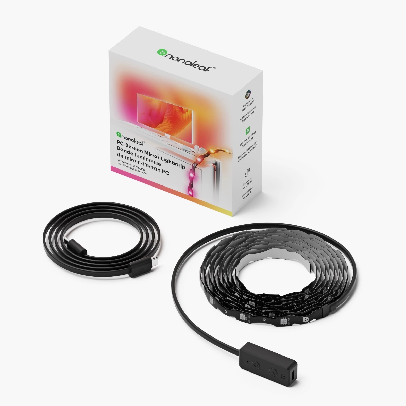 Nanoleaf 4D PC Screen Mirror Lightstrip USB, 2.5m - 10 W - Multicolor RGB