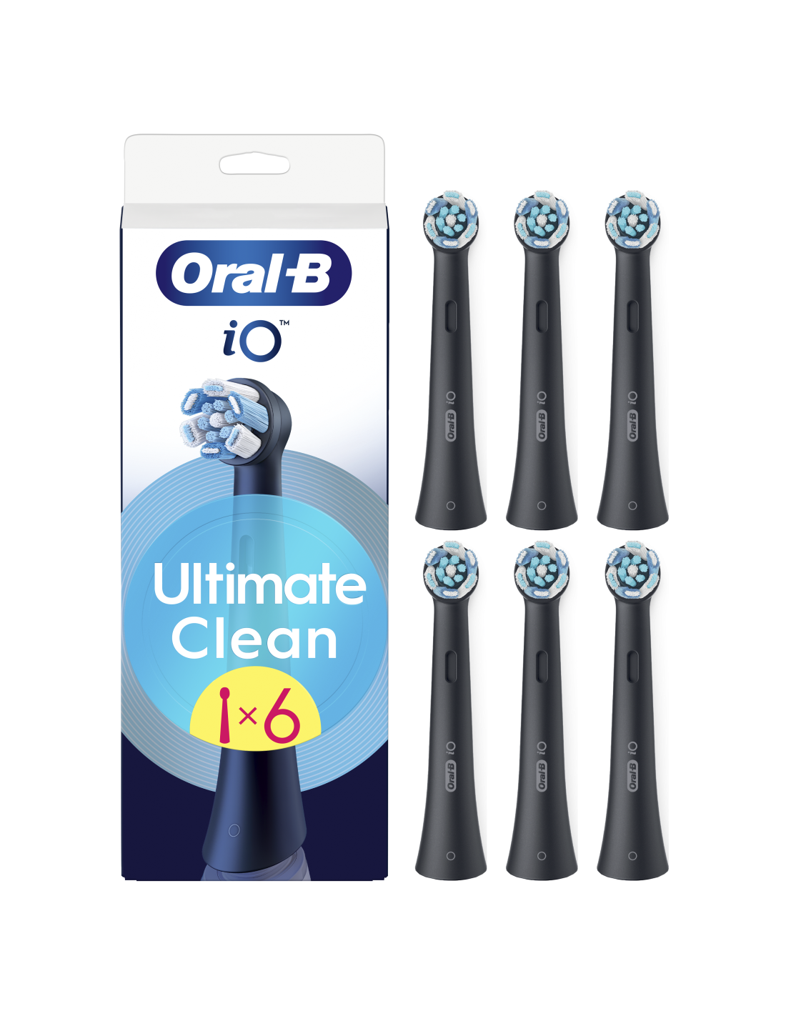 Oral-B - Replaceable toothbrush heads - iO UltimateClean - Heads - For adults - Number of brush heads included 6 - Black