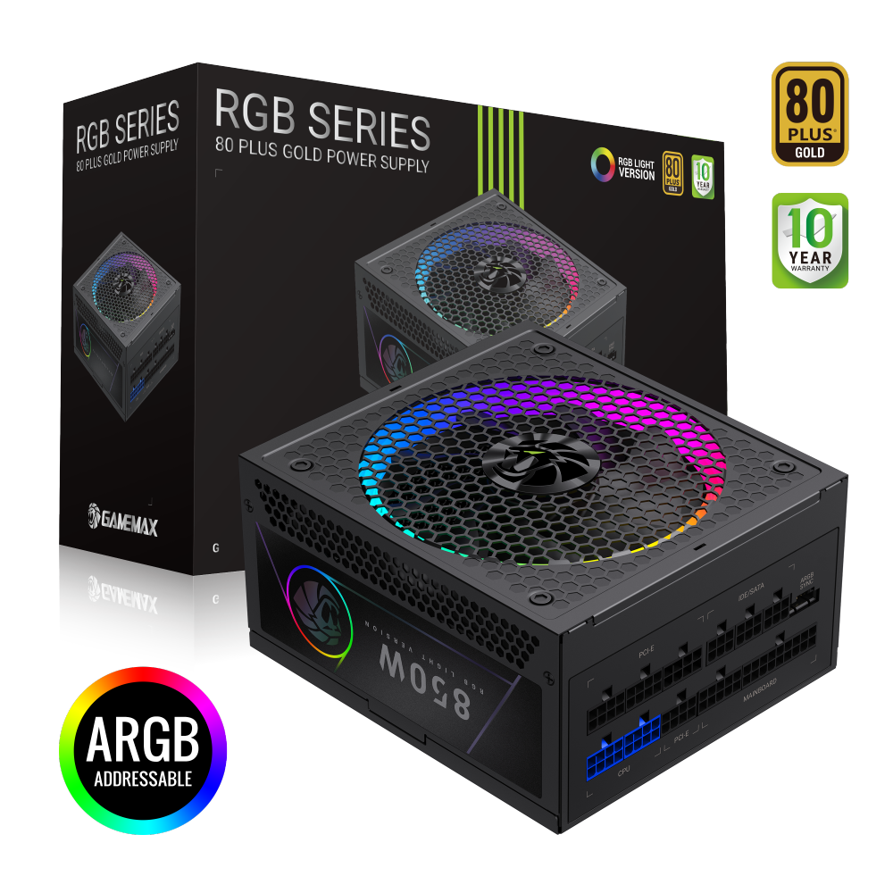 Gamemax PSU - RGB 850G - 850 W - Gold - Full Modular
