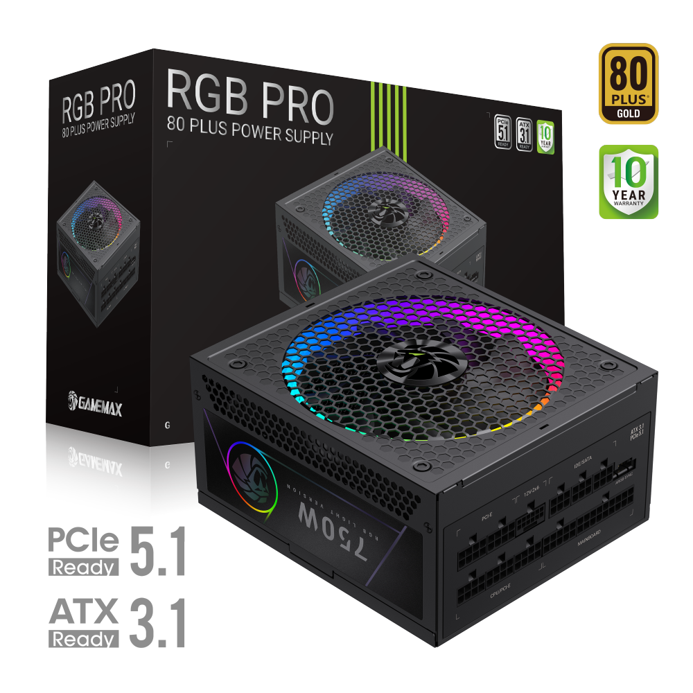 Gamemax PSU - RGB PRO 750G - 750 W - Gold - Full Modular