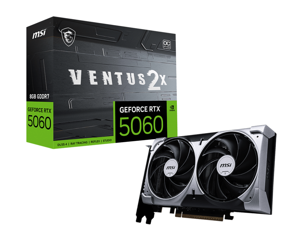 MSI GeForce RTX 5060 8G VENTUS 2X OC - NVIDIA - 8 GB - GeForce RTX 5060 - GDDR7 - HDMI ports quantity 1 - PCI Express Gen 5 x16