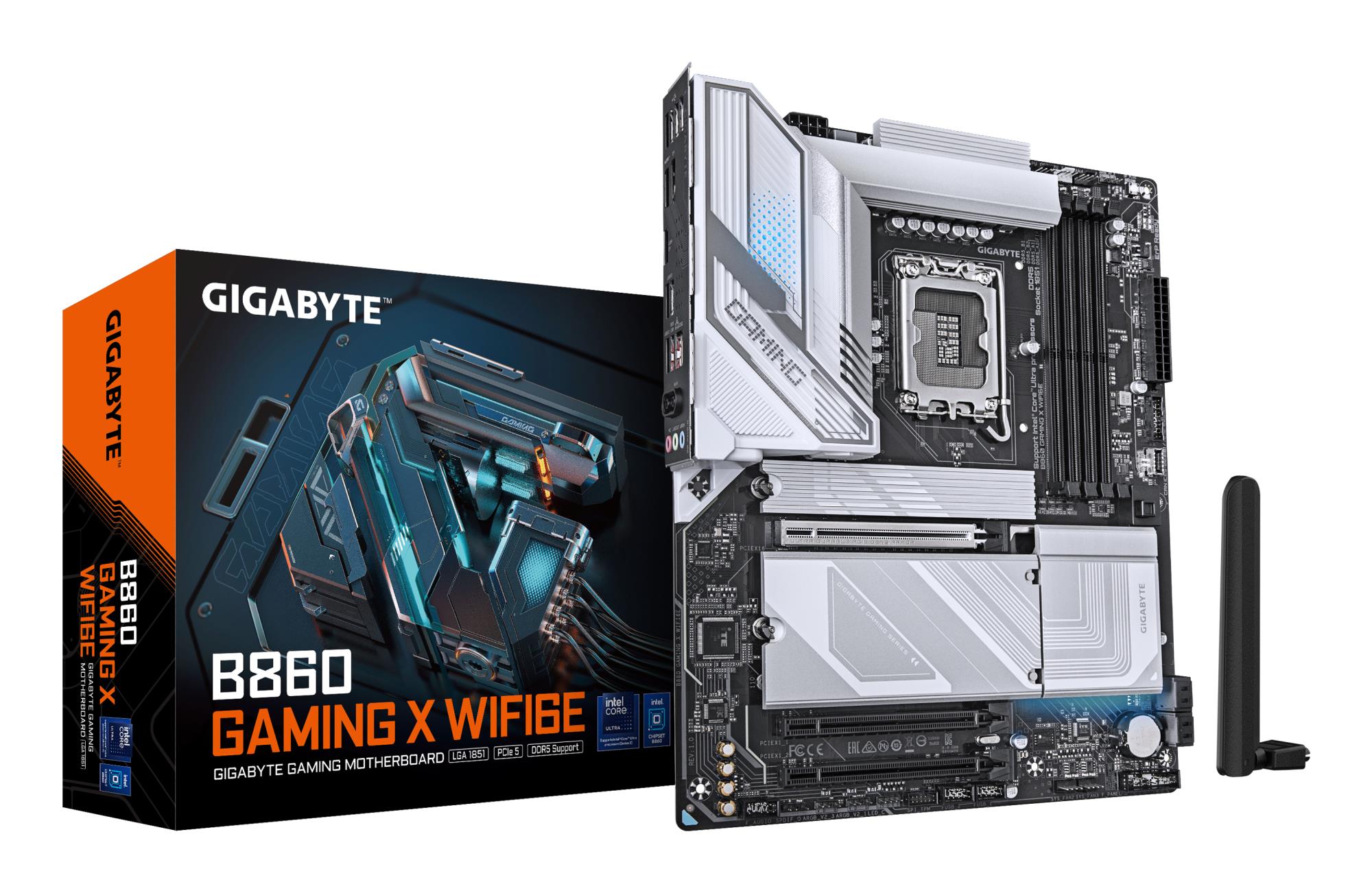 Mainboard|GIGABYTE|Intel B860 Express|LGA1851|ATX|Memory DDR5|Memory slots 4|1xPCI-Express 16x|2xM.2|1xHDMI|1xDisplayPort|1xAudio-In|1xAudio-Out|1xMicrophone|5xUSB 2.0|3xUSB 3.2|1xUSB-C|1xRJ45|B860GAMINGXWIFI6E1.0