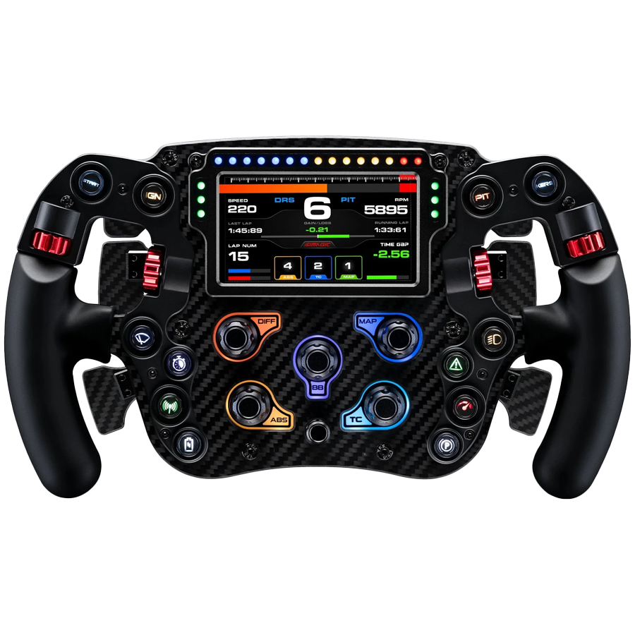 SIMAGIC FX Pro Steering Wheel with Color Screen ,Full Carbon Fiber, Six Paddles, QR50 Included. S203