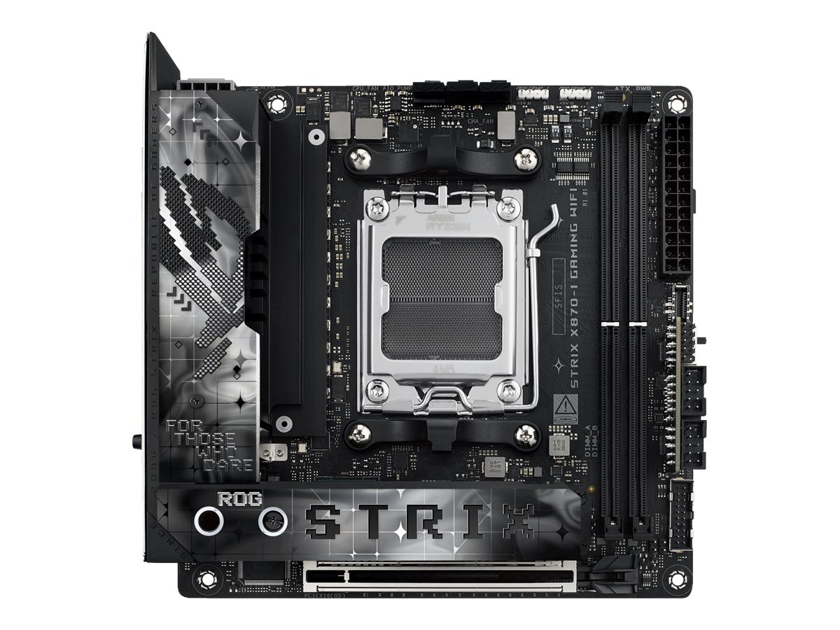 Asus - ROG STRIX X870-I GAMING WIFI - Processor family AMD - Processor socket AM5 - DDR5 DIMM - Supported hard disk drive interfaces SATA, M.2 - Number of SATA connectors 2