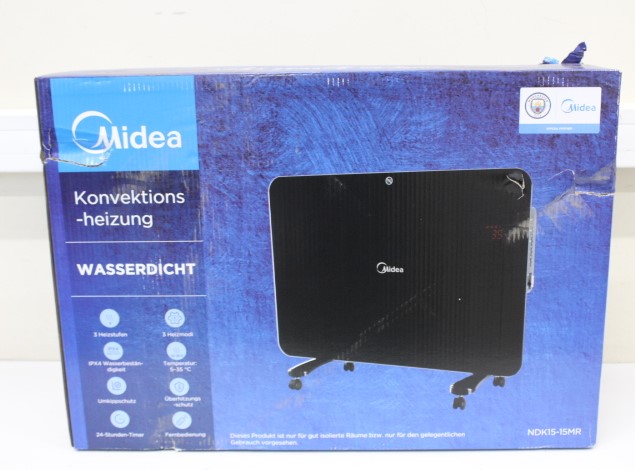 SALE OUT. Midea NDK15-15MR Convection Heater, Black - Midea - Convection Heater - NDK15-15MR - Convection Heater - 1500 W - Number of power levels 3 - Black - DAMAGED PACKAGING, DENT ON THE BACK AND SCRATCHES ON EDGE - IPX4