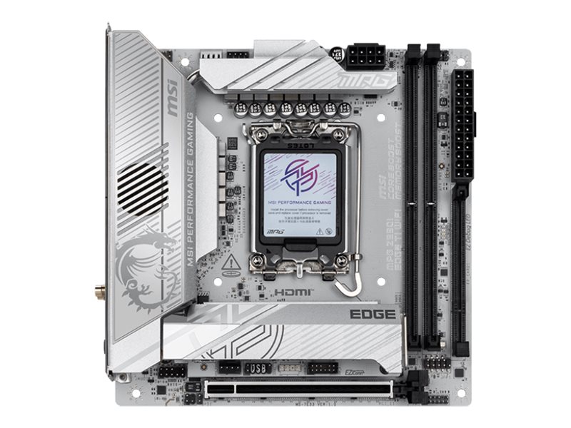 MSI MPG Z890I EDGE TI WIFI - Processor family Intel - Processor socket LGA1851 - Supported hard disk drive interfaces SATA, M.2 - Number of SATA connectors 2