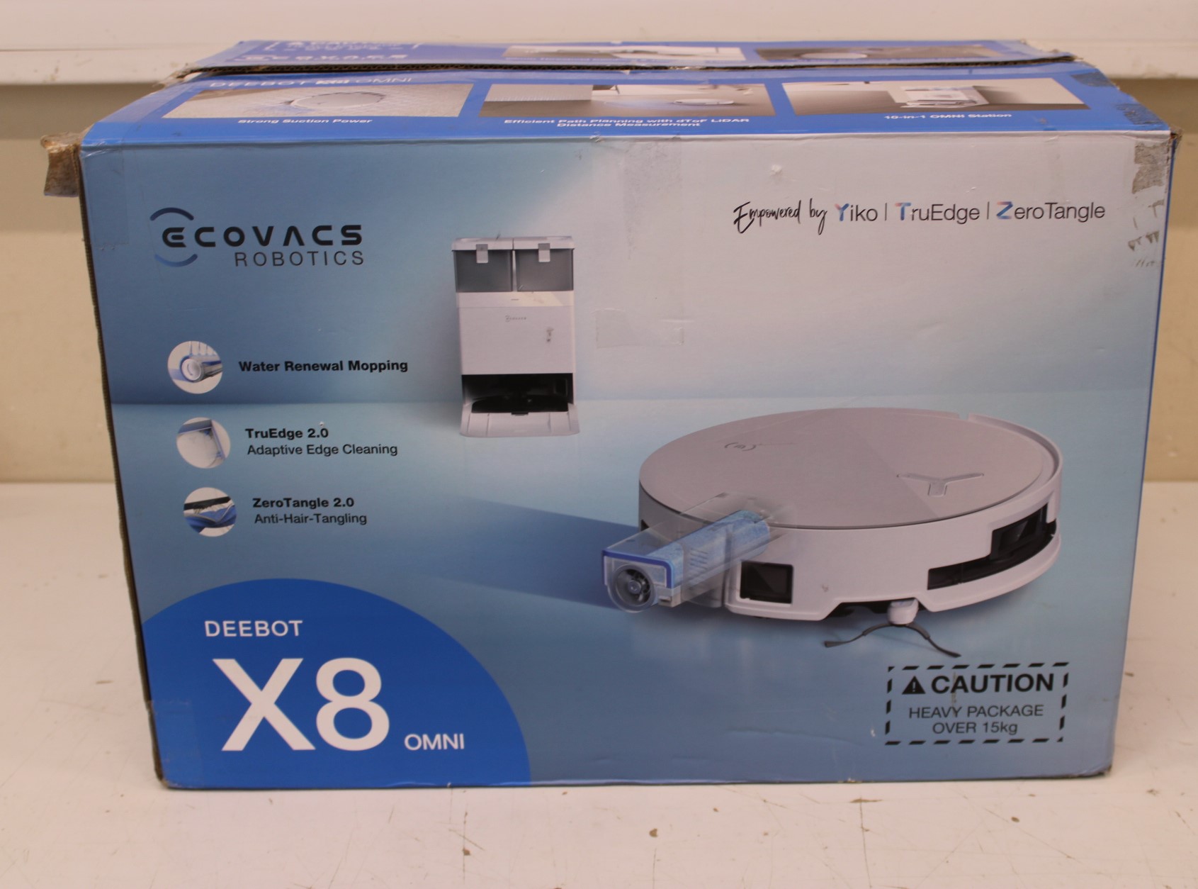 SALE OUT. Ecovacs DEEBOT X8 OMNI Vacuum cleaner, Robot, Wet&Dry, 18000Pa, TruEdge 2.0, AIVI 3D 3.0, YIKO-GPT, White+Auto-empty station - Ecovacs - Robotic Vacuum Cleaner - DEEBOT X8 OMNI - Wet&Dry - Lithium-Ion - 5200 mAh - Dust capacity 0.22 L - 17000 Pa