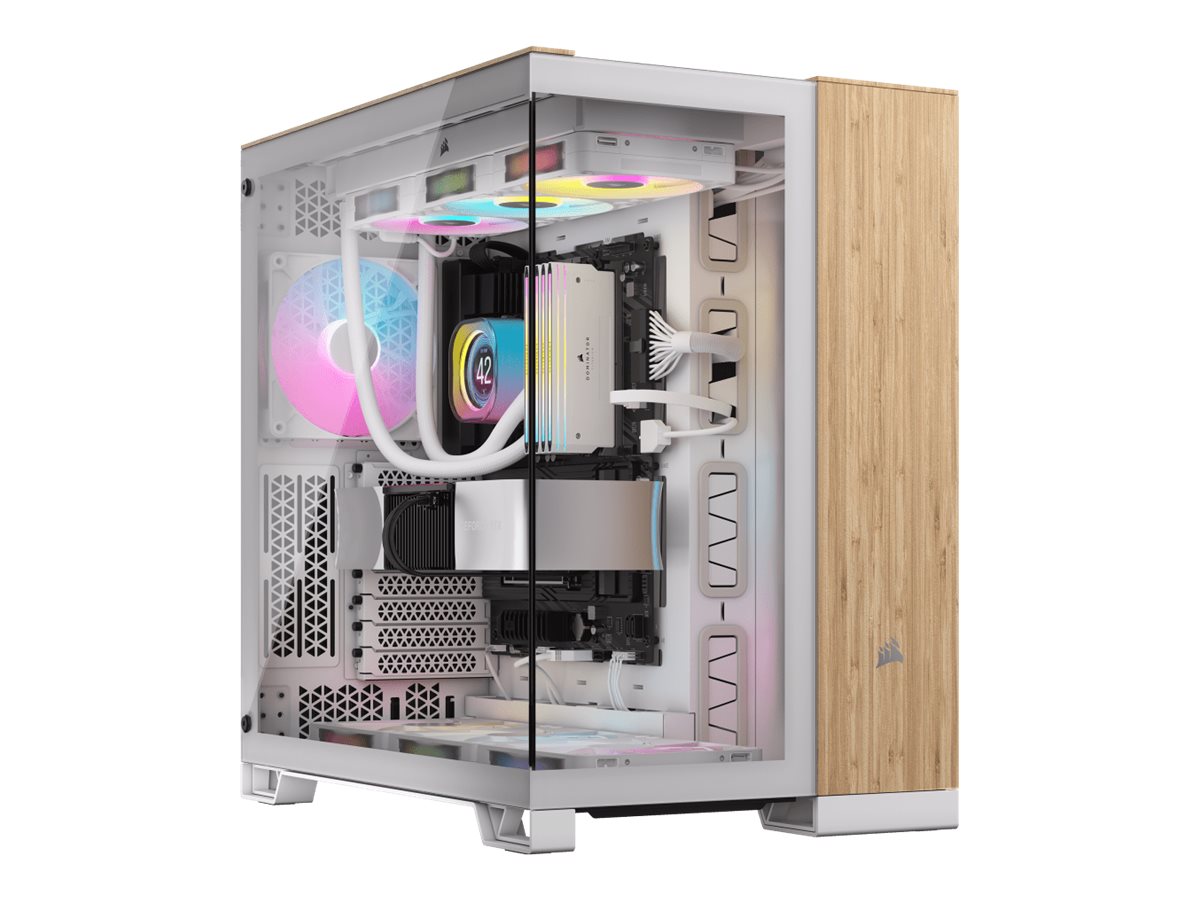 Corsair Dual Chamber PC Case - 6500X - White/Bamboo wood - Mid Tower