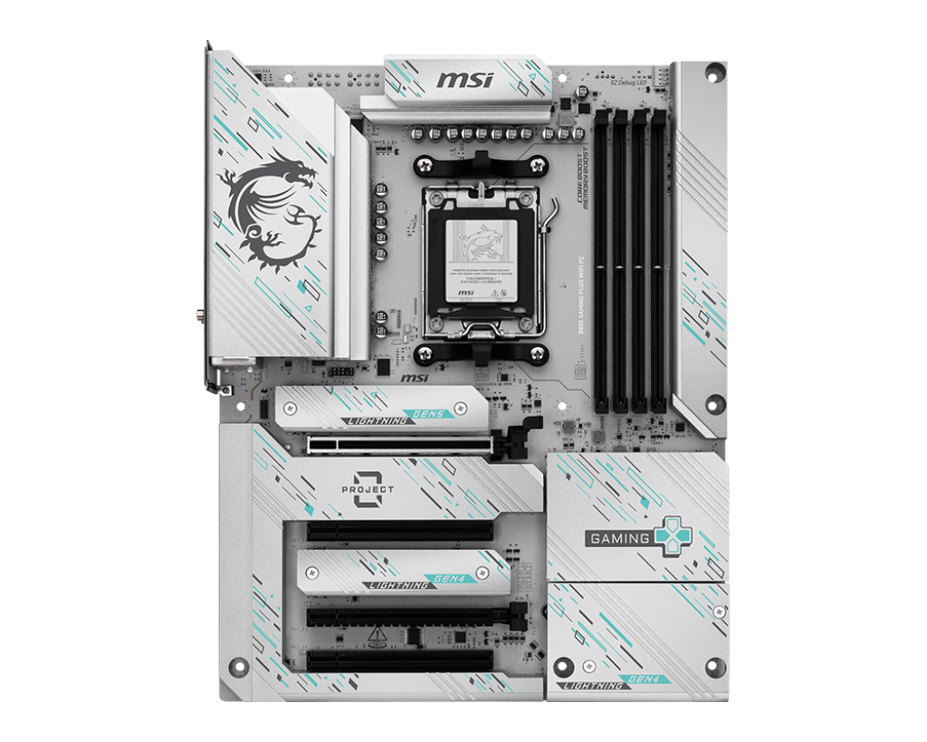 MSI B850 GAMING PLUS WIFI PZ - Processor family AMD B850 - Processor socket AM5 - DDR5 - Supported hard disk drive interfaces SATA, M.2 - Number of SATA connectors 4