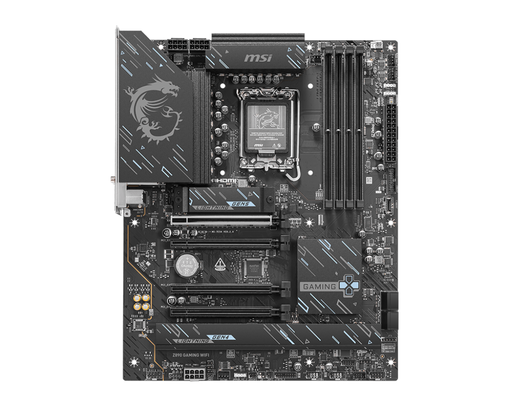 MSI Z890 GAMING WIFI - Processor family Intel - Processor socket LGA1851 - DDR5 - Supported hard disk drive interfaces M.2, SATA - Number of SATA connectors 4