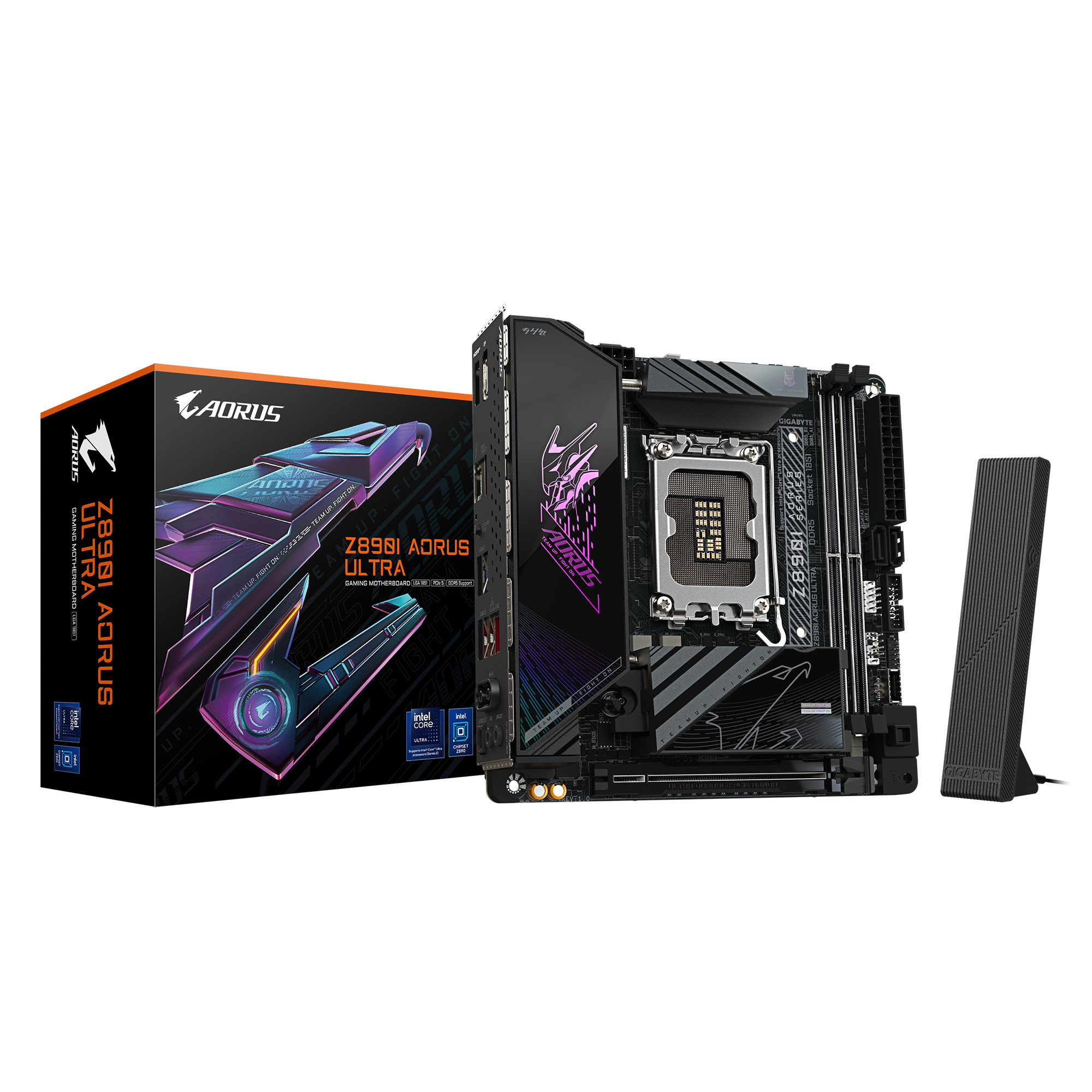Gigabyte Z890I AORUS ULTRA - Processor family Intel - Processor socket LGA1851 - DDR5 - Supported hard disk drive interfaces M.2, SATA - Number of SATA connectors 2