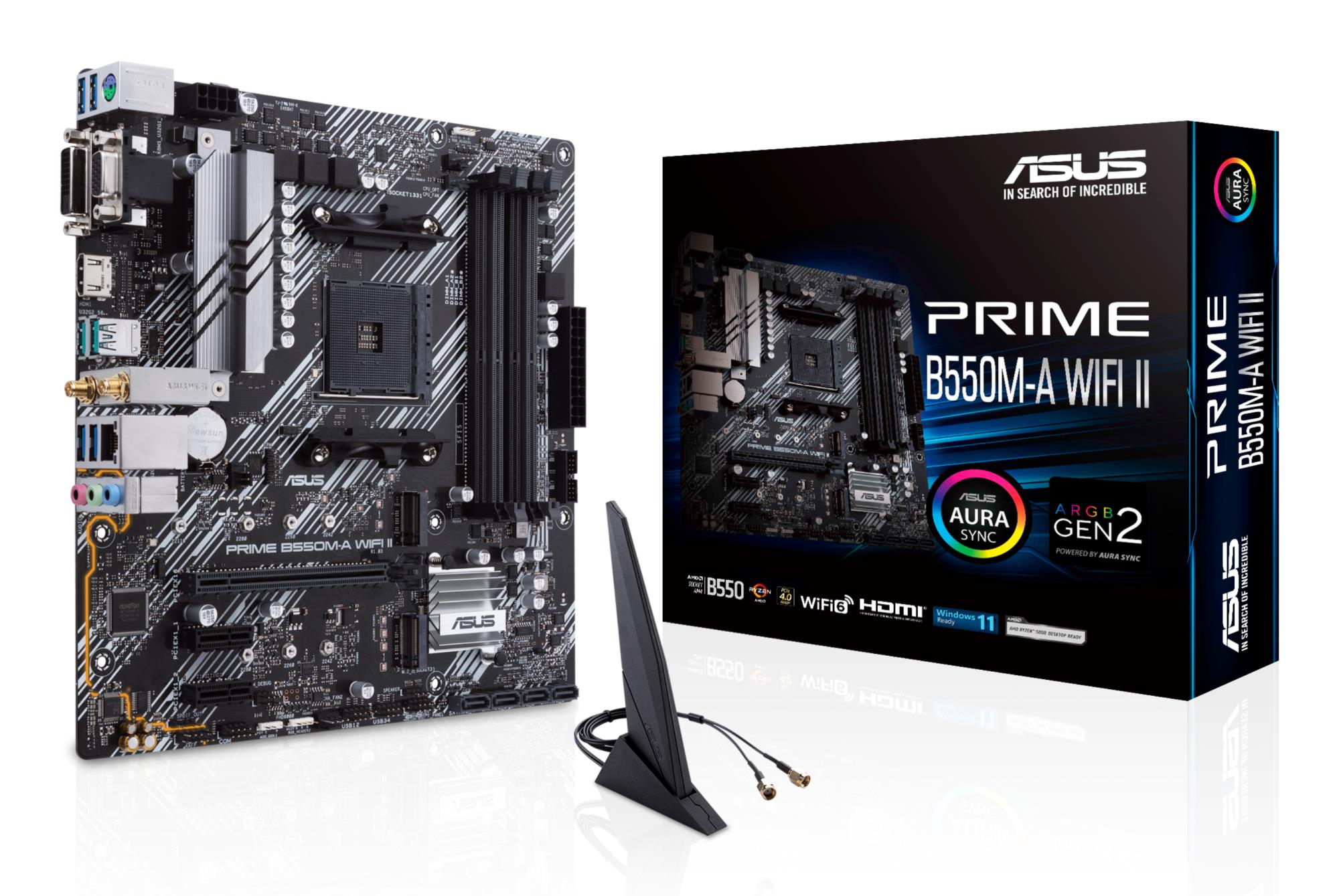 Mainboard|ASUS|AMD B550|SAM4|MicroATX|Memory DDR4|Memory slots 4|2xPCI-Express 3.0 1x|1xPCI-Express 4.0 16x|2xM.2|1x15pin D-sub|1xDVI-D|1xHDMI|2xAudio-In|1xAudio-Out|6xUSB 3.2|1xPS/2|1xRJ45|PRIMEB550M-AWIFIII