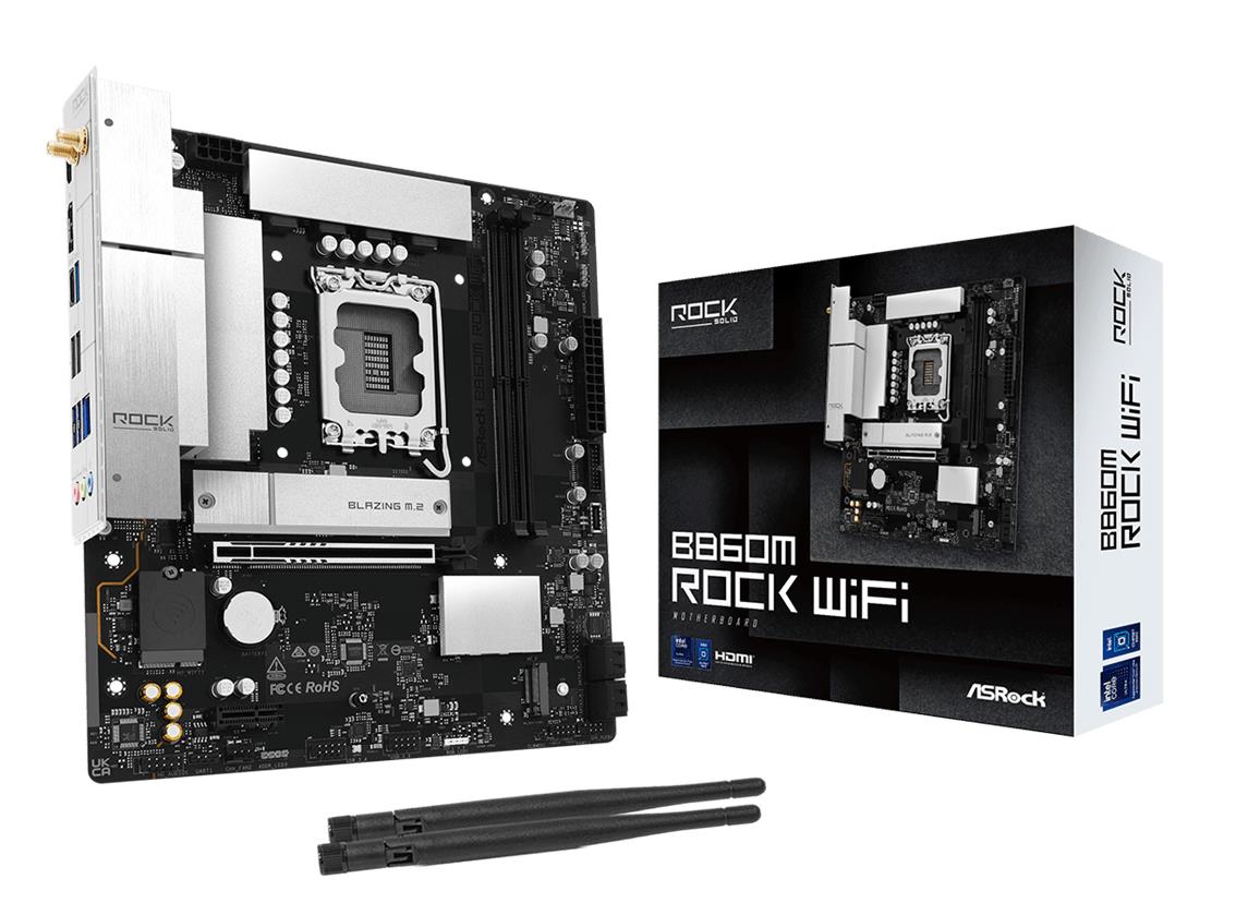 Mainboard|ASROCK|Intel B860|LGA 1851 (Socket V1)|micro ATX|RAM DDR5-SDRAM|2xSlots|Wi-Fi Yes|Bluetooth Yes|1xNumber of M.2 (M) slots|B860MROCKWIFI