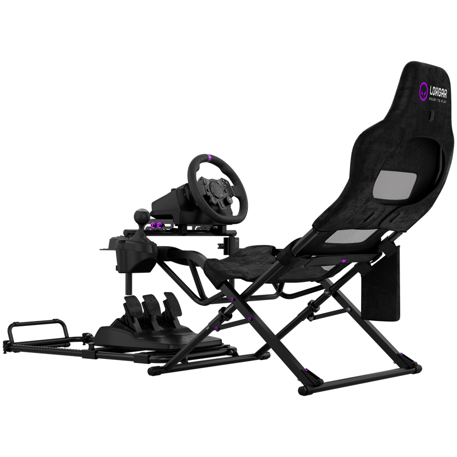 LORGAR FLEX RAF1, Sim Racing Cockpit Advanced, Foldable, 150x72x113 cm-playing, 38x72x126cm-folded, Black