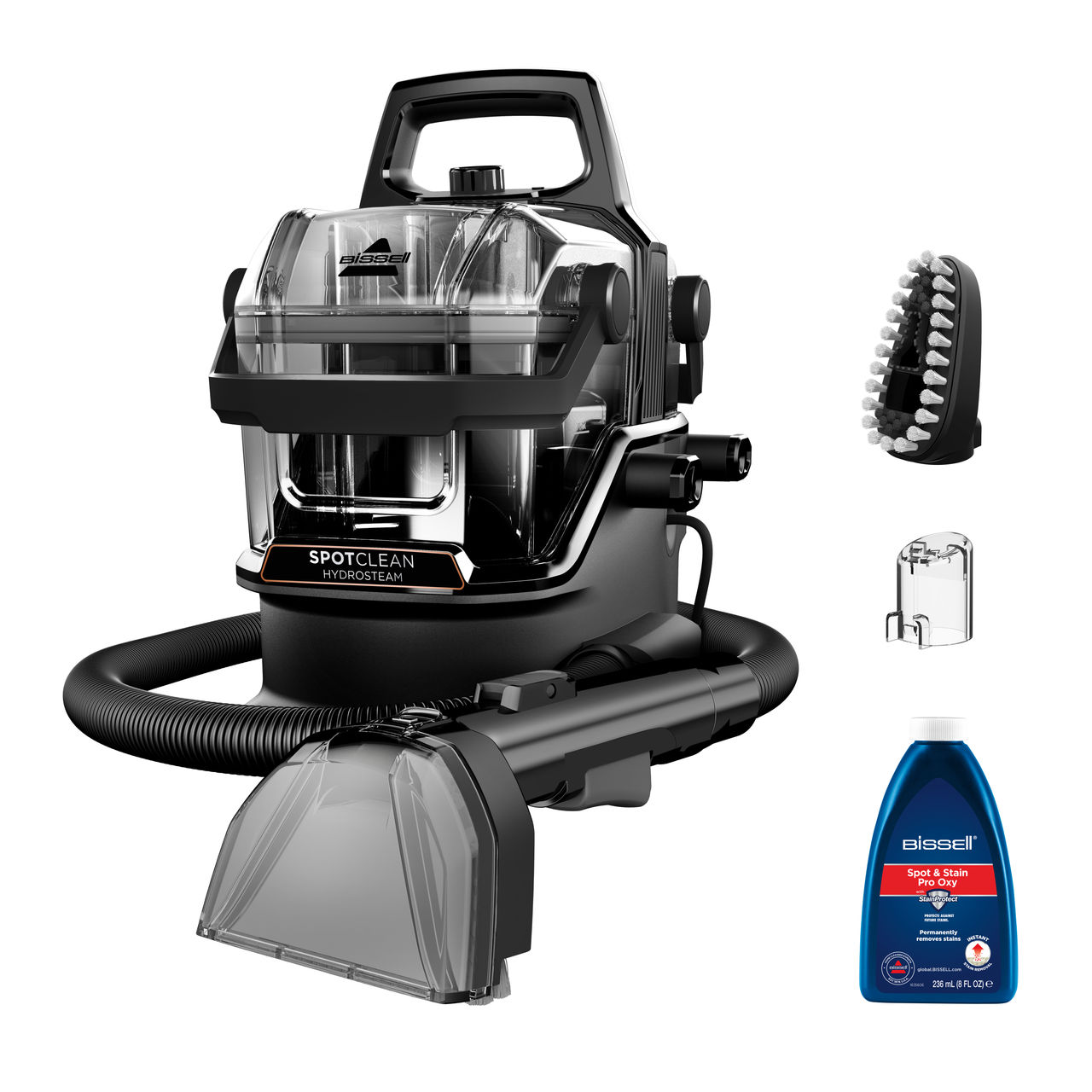 Bissell - Portable Carpet and Upholstery Cleaner - SpotClean HydroSteam Select - Corded operating - Washing function - 1000 W - Black