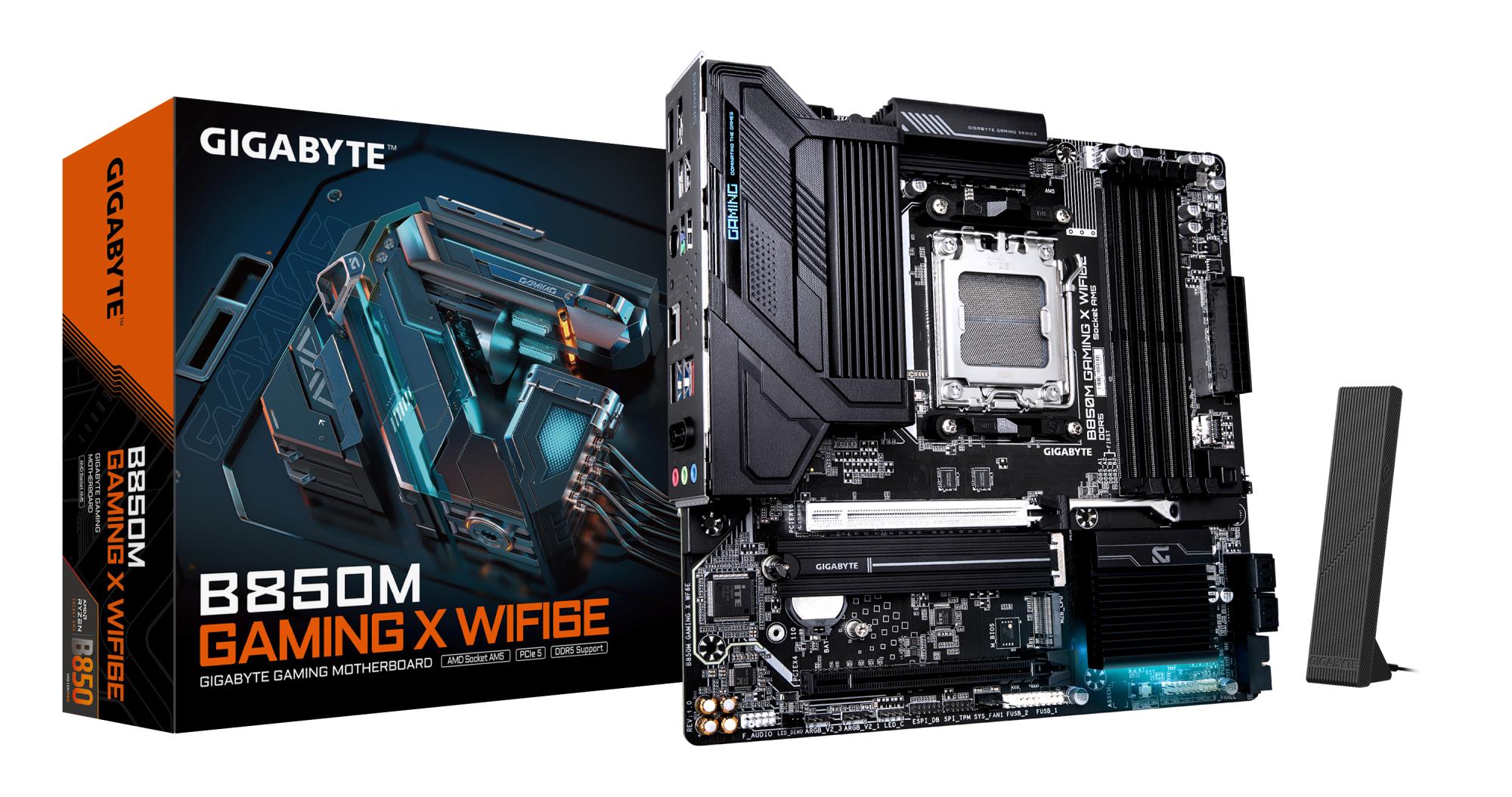 Mainboard|GIGABYTE|AMD B850|Socket AM5|micro ATX|RAM DDR5-SDRAM|4xSlots|Wi-Fi Yes|Bluetooth Yes|2xNumber of M.2 (M) slots|GIGABYTE B850M GAMING X WIFI6E|B850MGAMINGXWF6E1.1