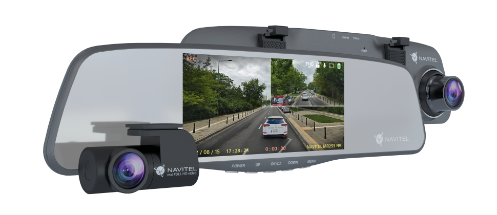 Navitel - Smart rearview mirror equipped with a DVR - MR255NV - IPS display 5''; 960x480 - Maps included