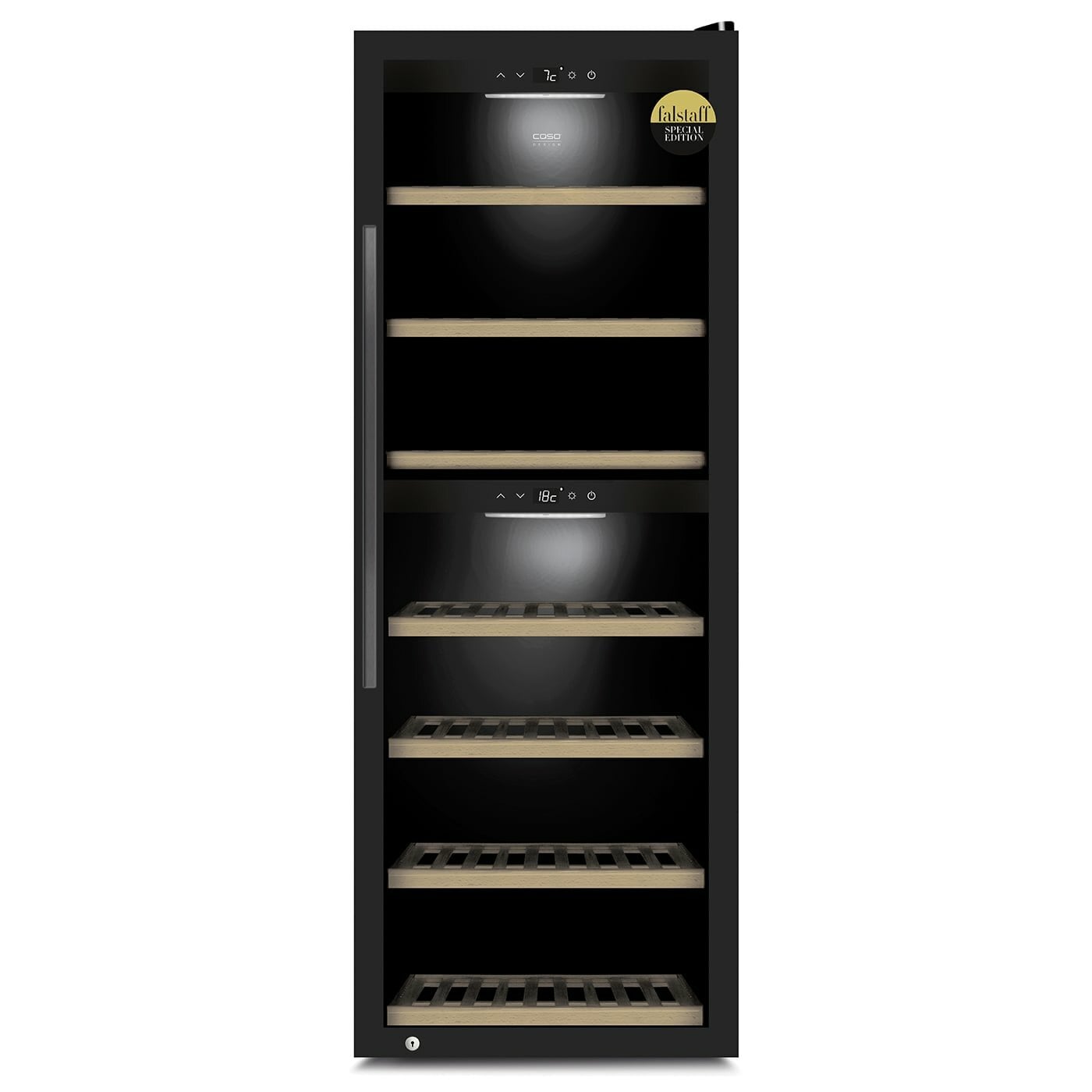 Caso - Smart Wine Cooler - WineExclusive 126 - Energy efficiency class G - Showcase - Free standing - Bottles capacity 126 bottles - Cooling type Compressor technology - Black