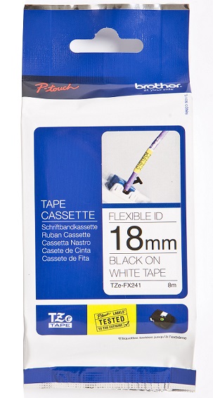 Brother - TZe-FX241 Flexible ID Laminated Tape - Black on White - TZe - 8 m - 1.8 cm