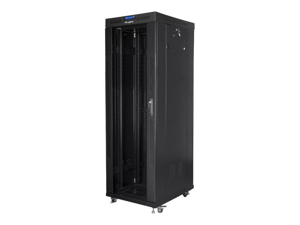 Lanberg - Rack cabinet 19" free-standing 37U/800x1000 (flat pack) with glass door, LCD - FF01-8037-12BL - Black