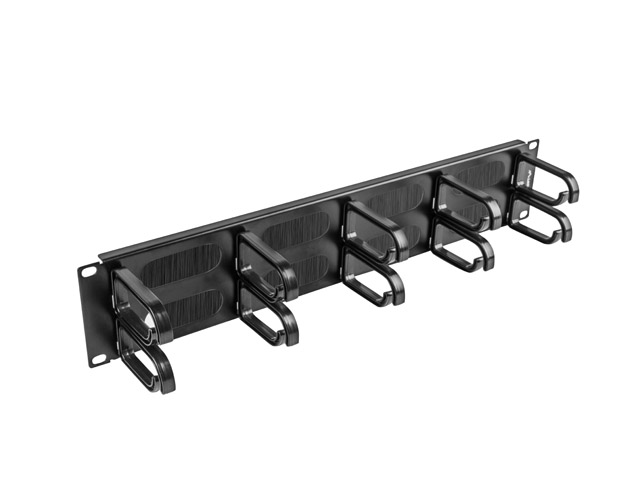Lanberg 19" cable management brush panel 10 rings - type B 2U - AK-1204-B - Black