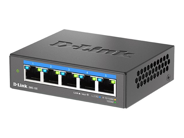 D-Link DMS-105/E - 5-Port 2.5G Multi-Gigabit Desktop Switch - Desktop - Unmanaged