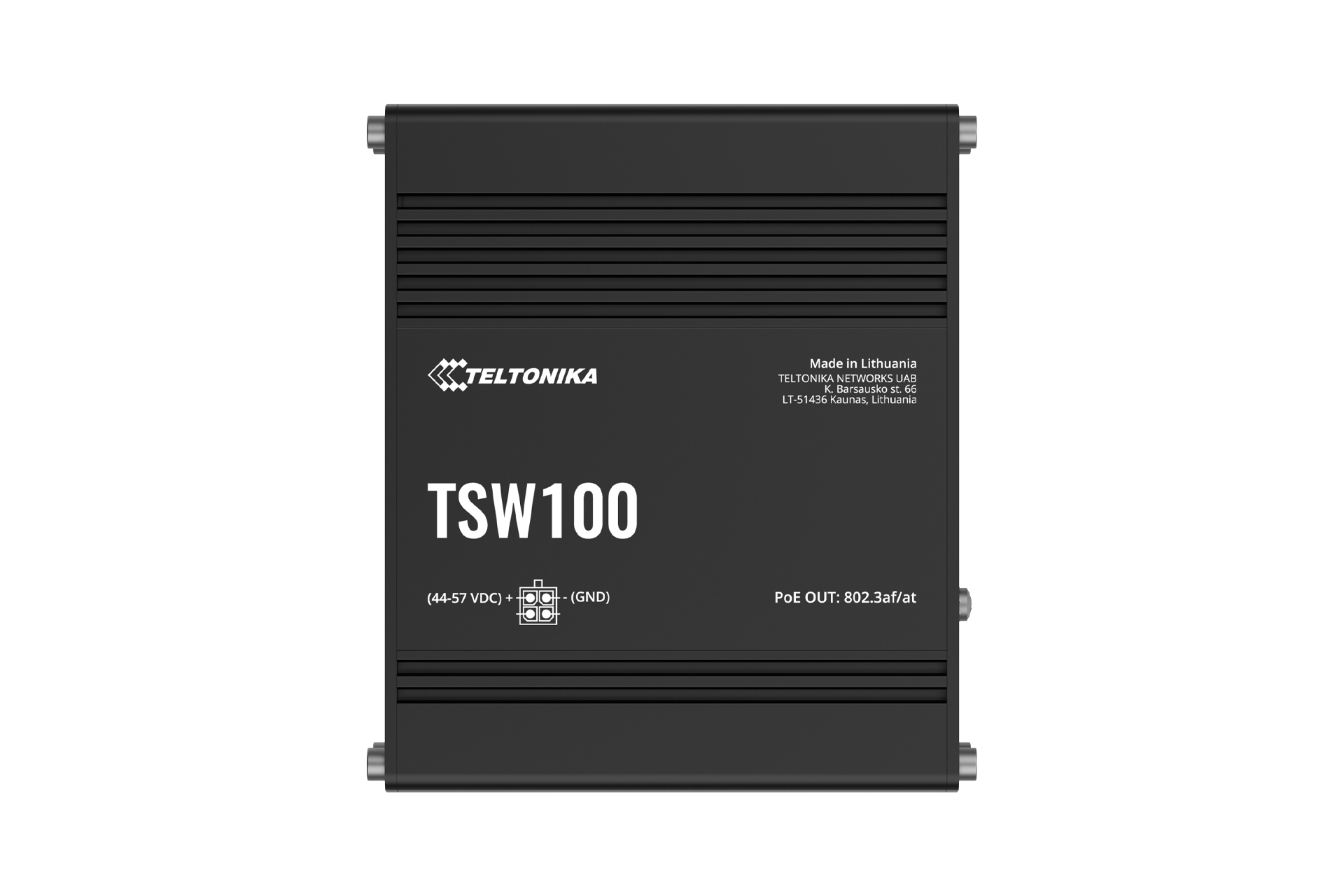 Teltonika Ethernet Switch 5x1GbE, POE af/at (TSW100010040) - TSW100 - Unmanaged - Wall-mountable