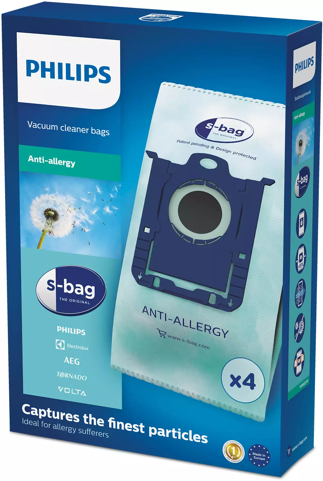 Philips - Vacuum cleaner bags, S-bag - FC8022/04 - 4 pc(s)