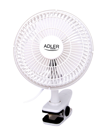 Adler - Fan with clip - AD 7317 - Table Fan - 30 W - Diameter 15 cm - Number of speeds 2 - White