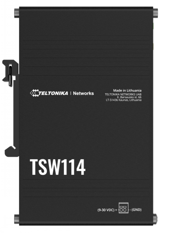 Teltonika DIN Rail Switch - TSW114 - Unmanaged - Wall-mountable - Gigabit Ethernet (copper) ports quantity 5 - Power supply type 2-pin industrial DC power socket