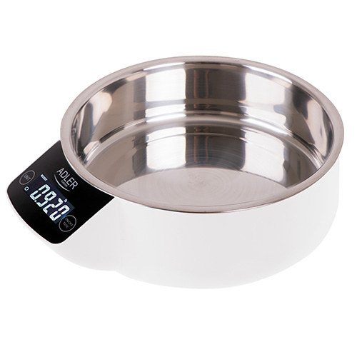 Adler - Kitchen scale with a bowl - AD 3166 - Maximum weight (capacity) 5 kg - Graduation 1 g - Display type LCD - White