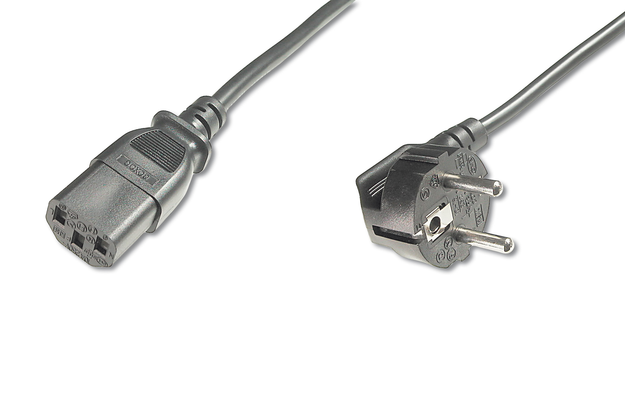Digitus - Power Cord Cable - Power Cord, Schuko (CEE 7/7 ) 90ø angled - C13 M/F, H05VV-F3G 0.75qmm - Black