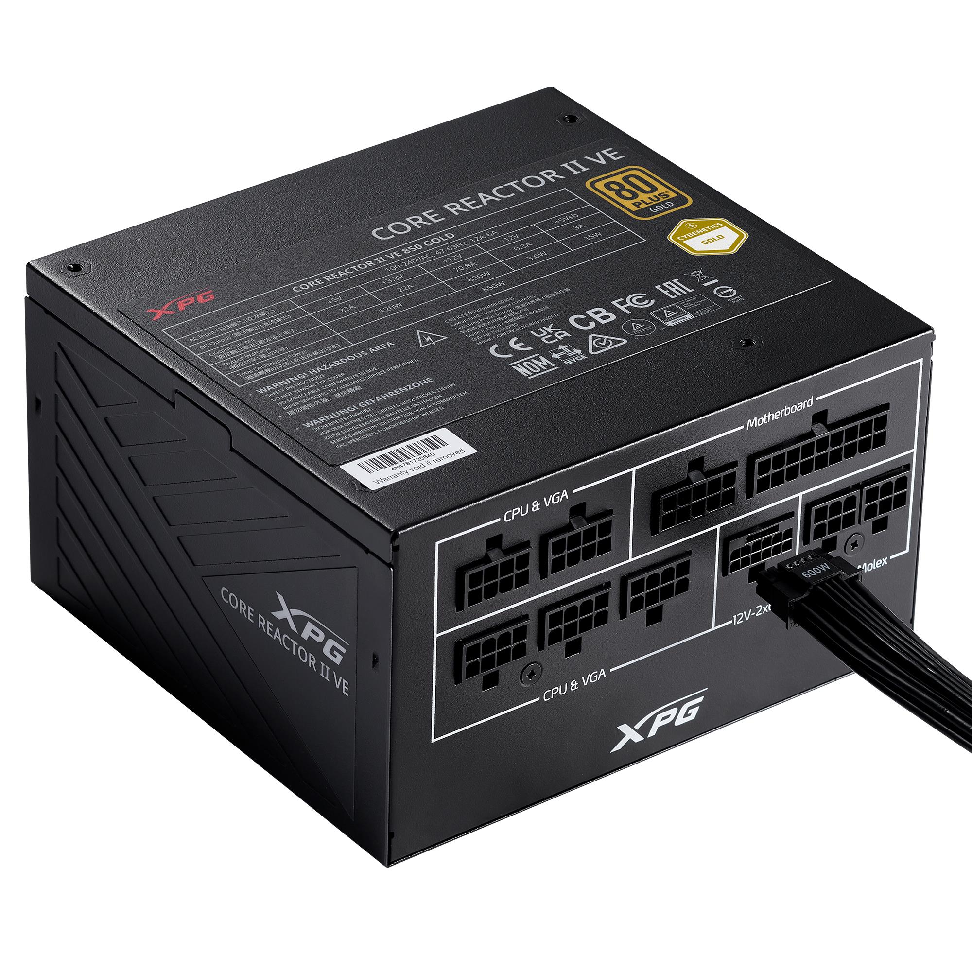 Power Supply|ADATA|CORE REACTOR II VE|750 Watts|Efficiency 80 PLUS GOLD|PFC Active|MTBF 100000 hours|COREREACTORIIVE750G-BKCEU