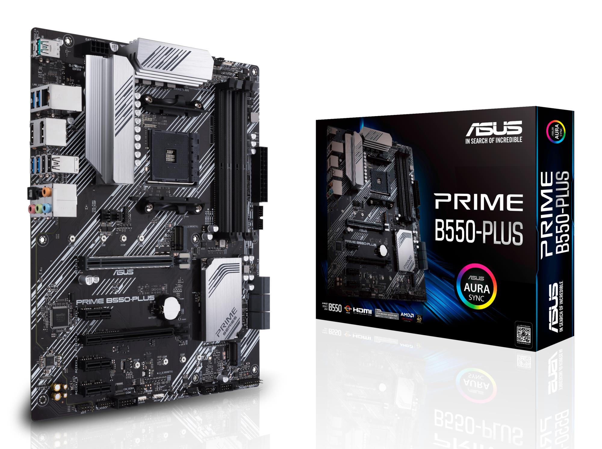Mainboard|ASUS|AMD B550|SAM4|ATX|3xPCI-Express 3.0 1x|1xPCI-Express 3.0 16x|2xM.2|1xPCI-Express 4.0 16x|Memory DDR4|Memory slots 4|1xHDMI|1xDisplayPort|2xUSB 2.0|1xUSB type C|5xUSB 3.2|1xOptical S/PDIF|1xRJ45|5xAudio port|PRIMEB550-PLUS