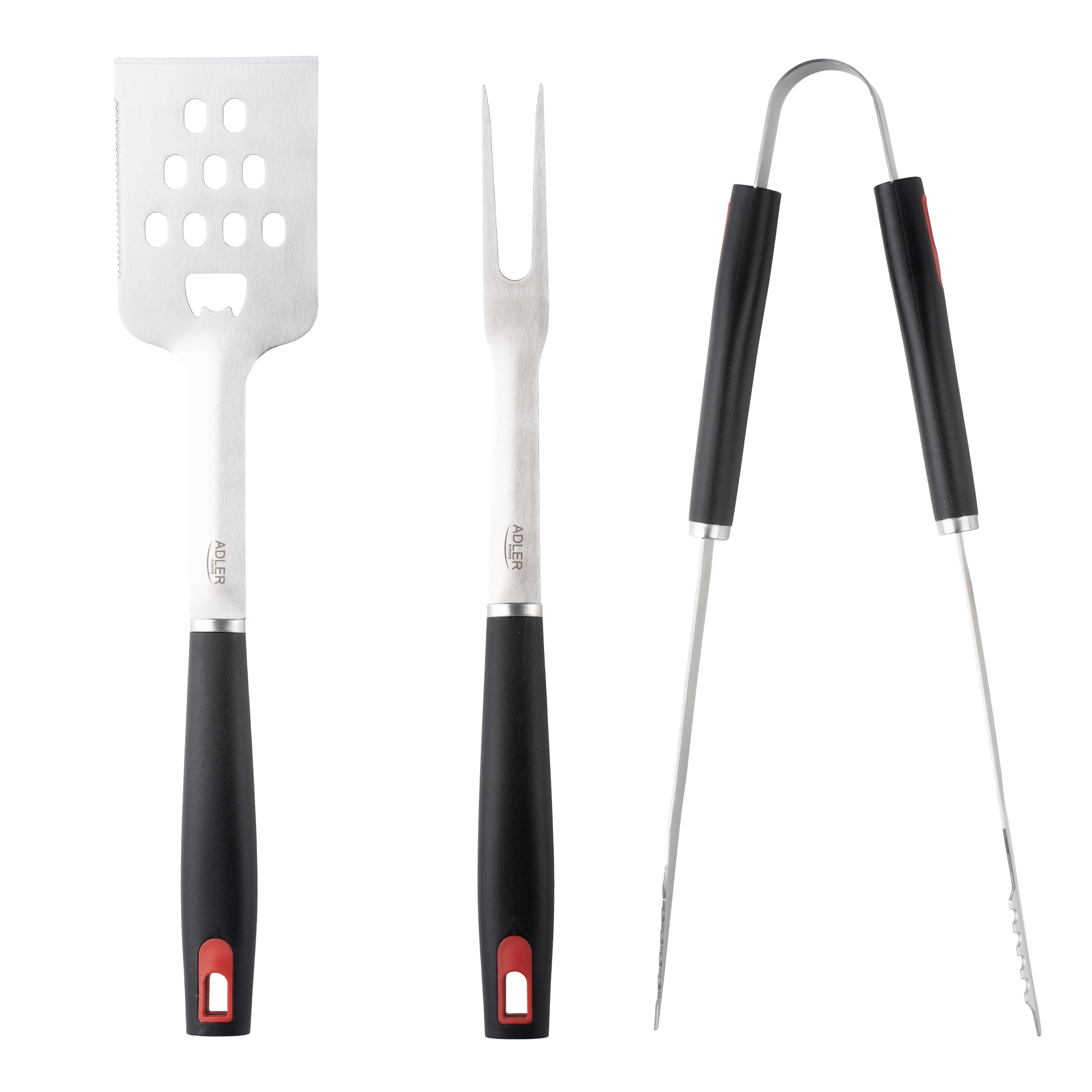 Adler - Grill Utensil Set with Carrying Case - AD 6727 - Grill Cutlery Set - 4 pc(s) - Stainless Steel/Black