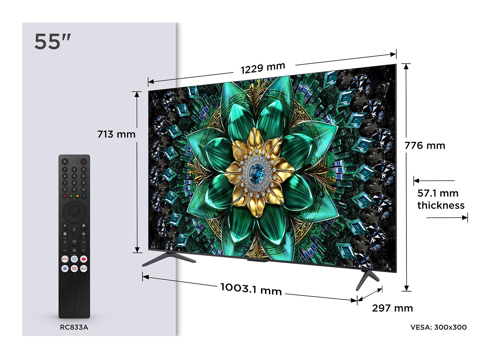 TV Set|TCL|55 "|4K Ultra HD|3840 x 2160 pixels|Flat|16:9|QD-Mini LED|55Q6C