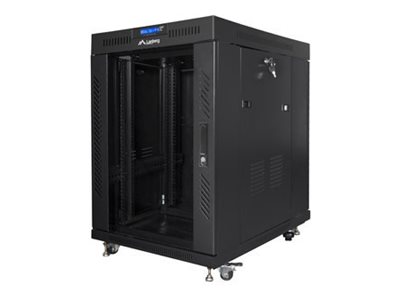 Lanberg - Rack cabinet 19" free-standing 15U/800x1000 (flat pack) with glass door, LCD - FF01-8015-12BL - Black
