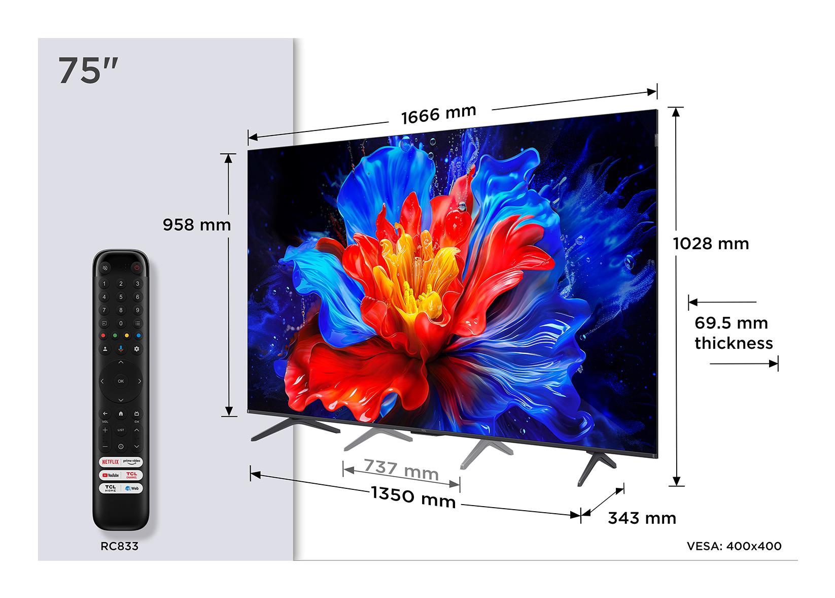 TV Set|TCL|75 "|4K Ultra HD|3840 x 2160 pixels|Flat|16:9|QLED|75P8K