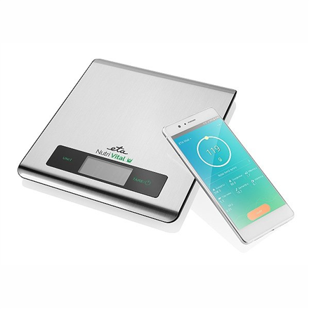 ETA - Kitchen scales with smart application - Nutri Vital - Maximum weight (capacity) 5 kg - Graduation 1 g - Display type LCD - Silver