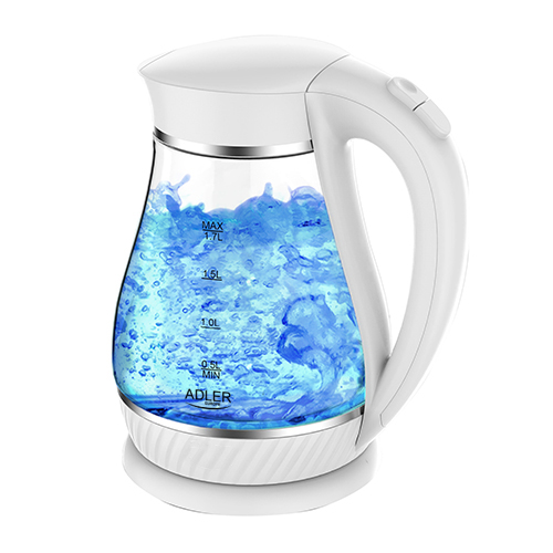 Adler - Kettle - AD 1274 - Electric - 2200 W - 1.7 L - Polypropylene/Glass - 360° rotational base - White