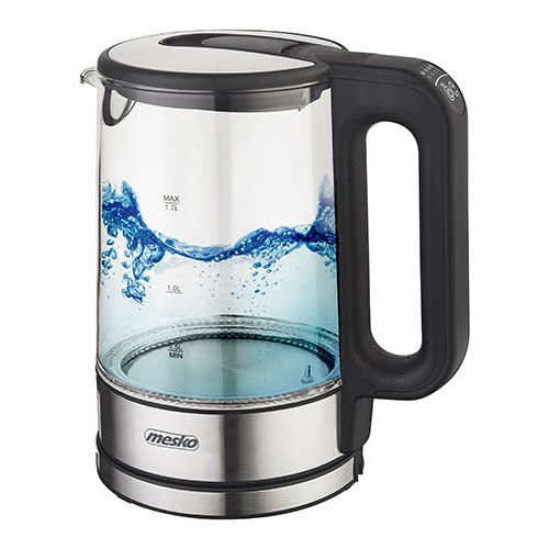Mesko - Kettle - MS 1301b - Electric - 1850 W - 1.7 L - Glass - 360° rotational base - Black