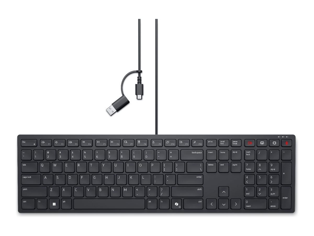 Dell - Collaboration Keyboard - KB525C - Keyboard - Wired - US (QWERTY) - Black