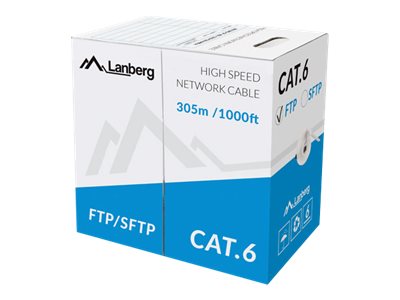 Lanberg - LAN Cable Cat.6 FTP, Solid CU Grey CPR + Fluke Passed - LCF6-11CU-0305-S - 305 m - Gray