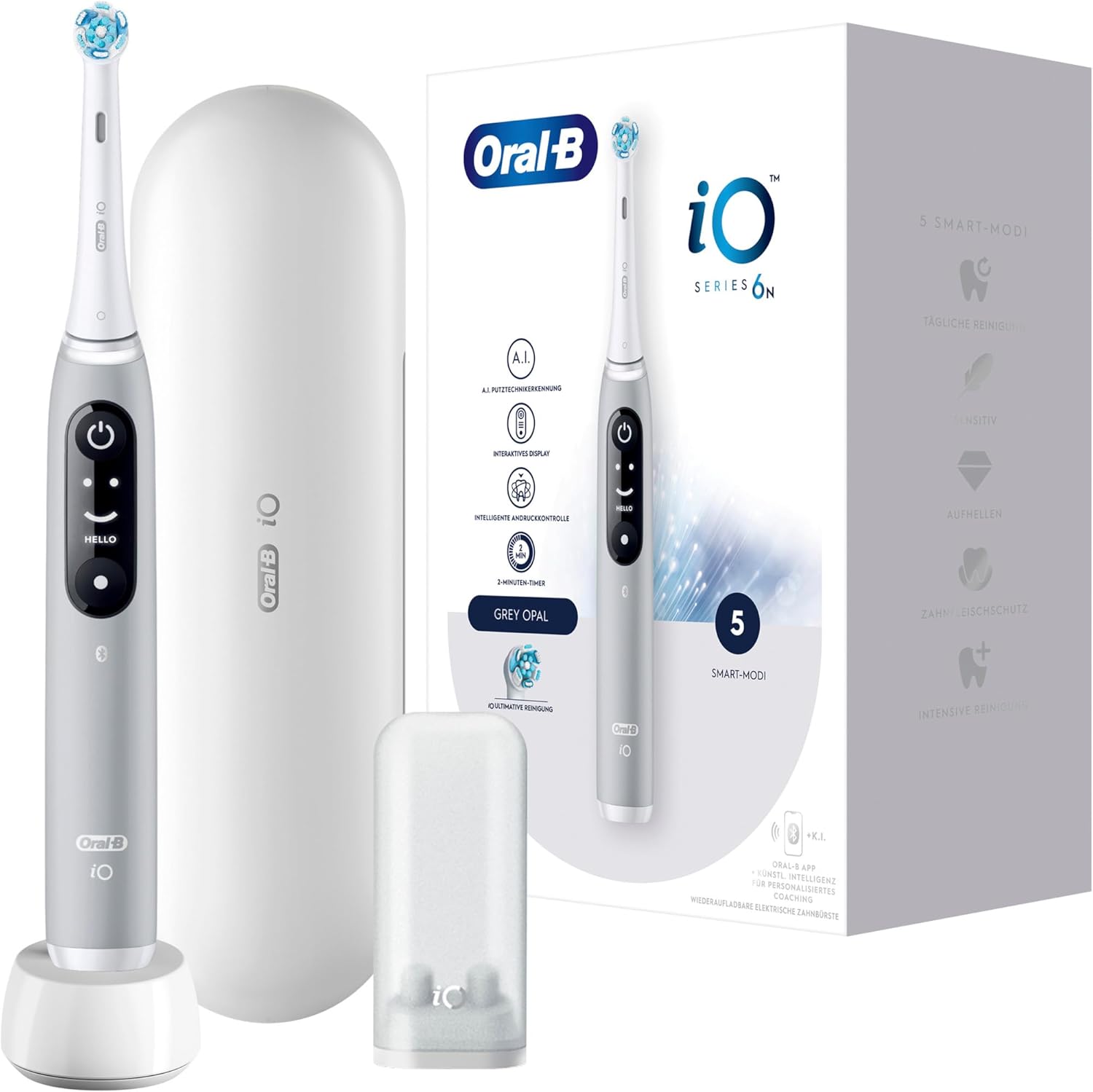 Oral-B Electric Toothbrush - iO6s - Rechargeable - For adults - Number of brush heads included 2 - Number of teeth brushing modes 5 - Grey
