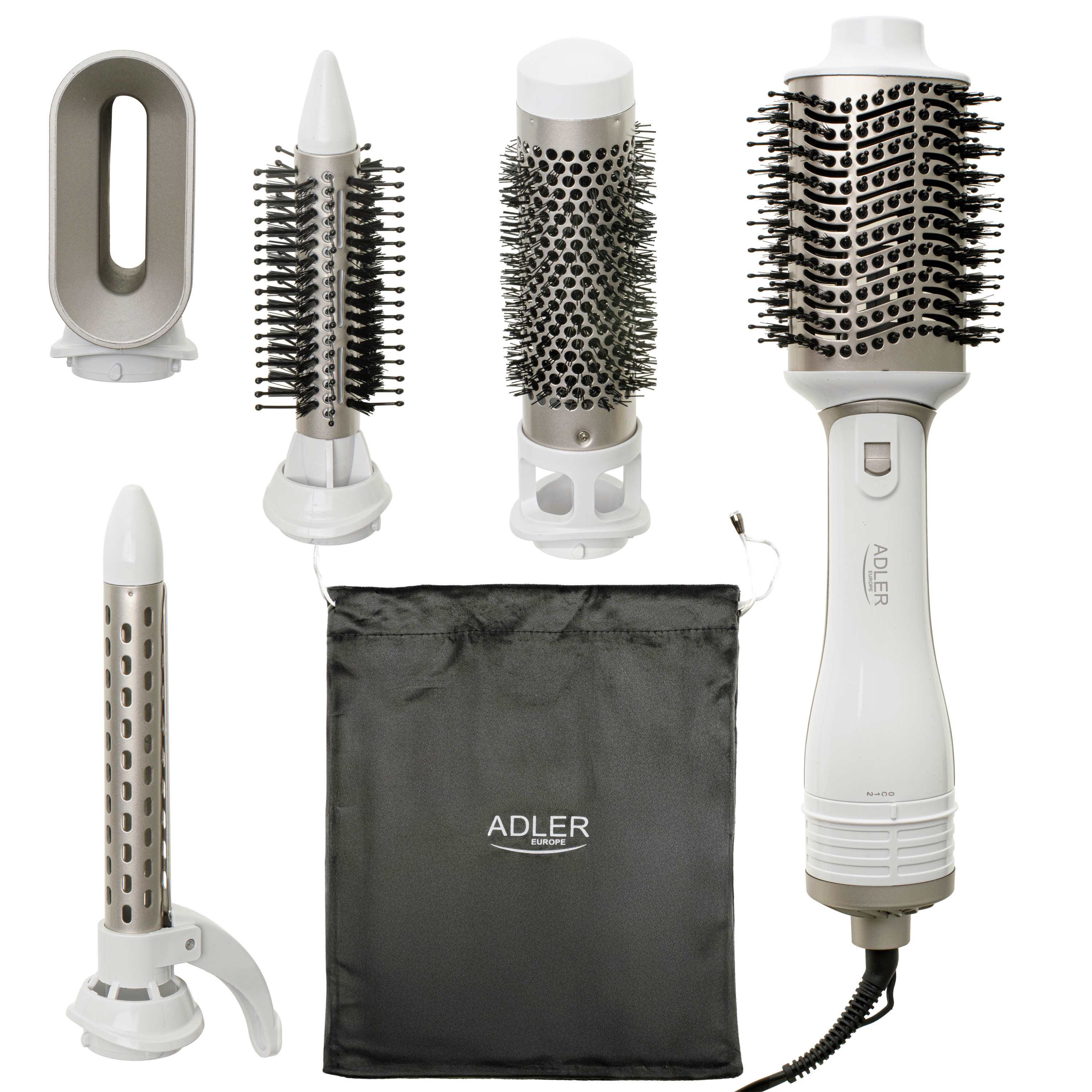 Adler 5-in-1 Curling Iron-Dryer - AD 2027 - Number of heating levels 2 - 1200 W - White/Champagne