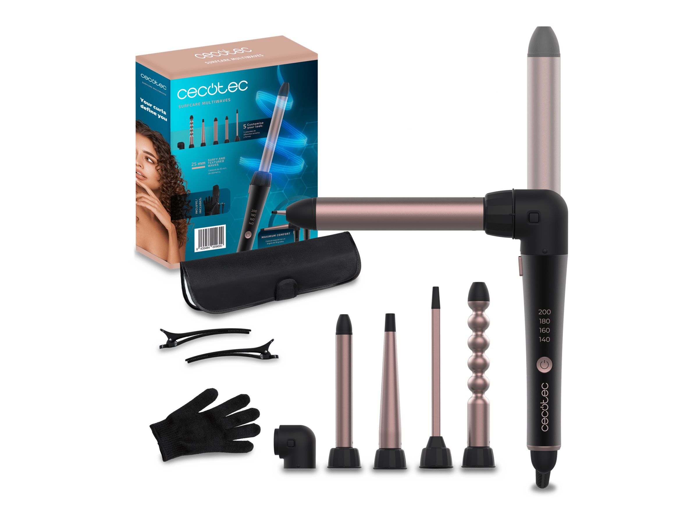 Cecotec Hair Curler - SurfCare MultiWaves Multi-head - Ceramic heating system - Temperature (min) 140 °C - Temperature (max) 200 °C - 46 W