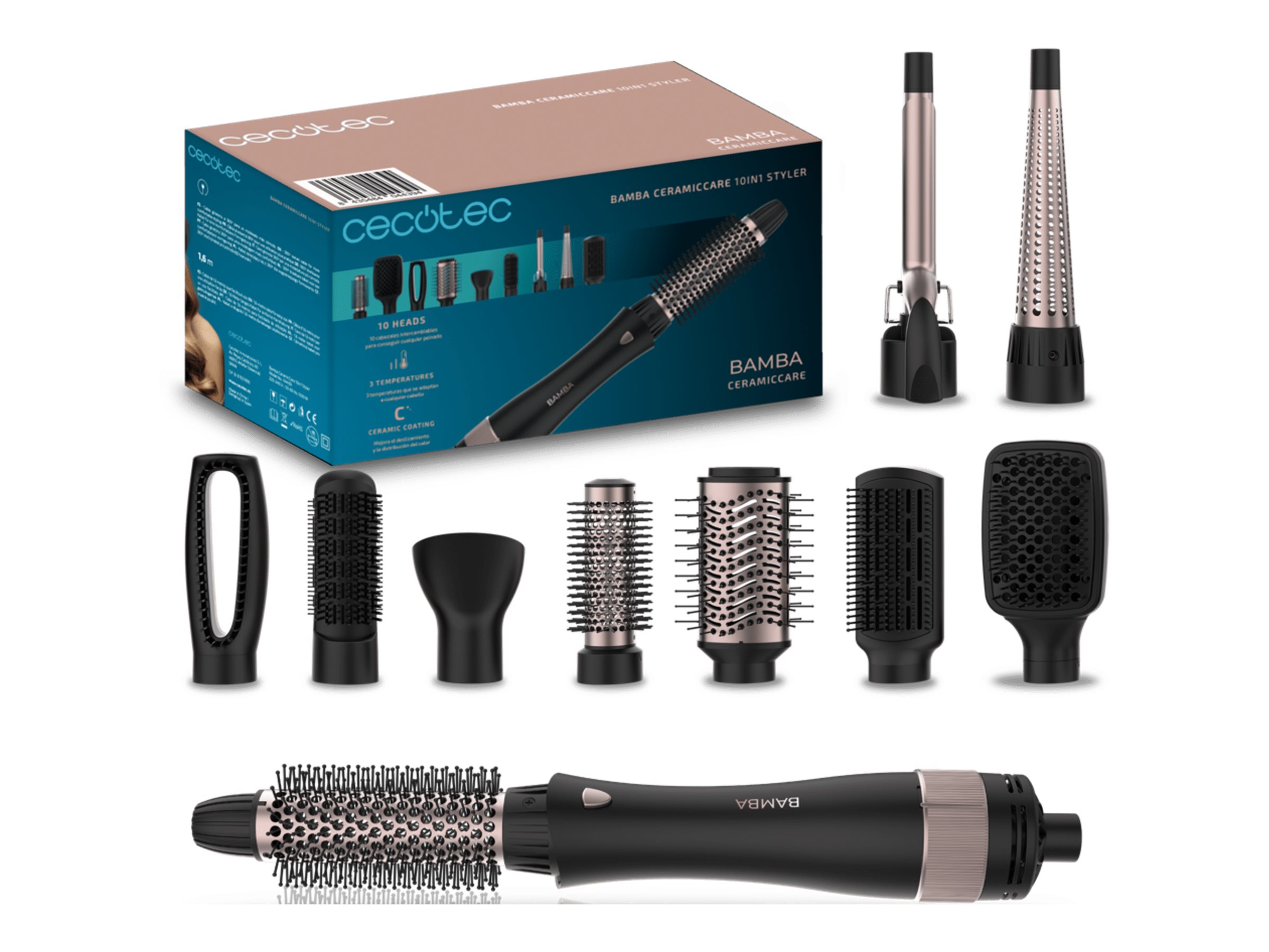 Cecotec Air brush - CeramicCare 10in1 Styler 10-in-1 - Number of heating levels 3 - 1000 W - Black