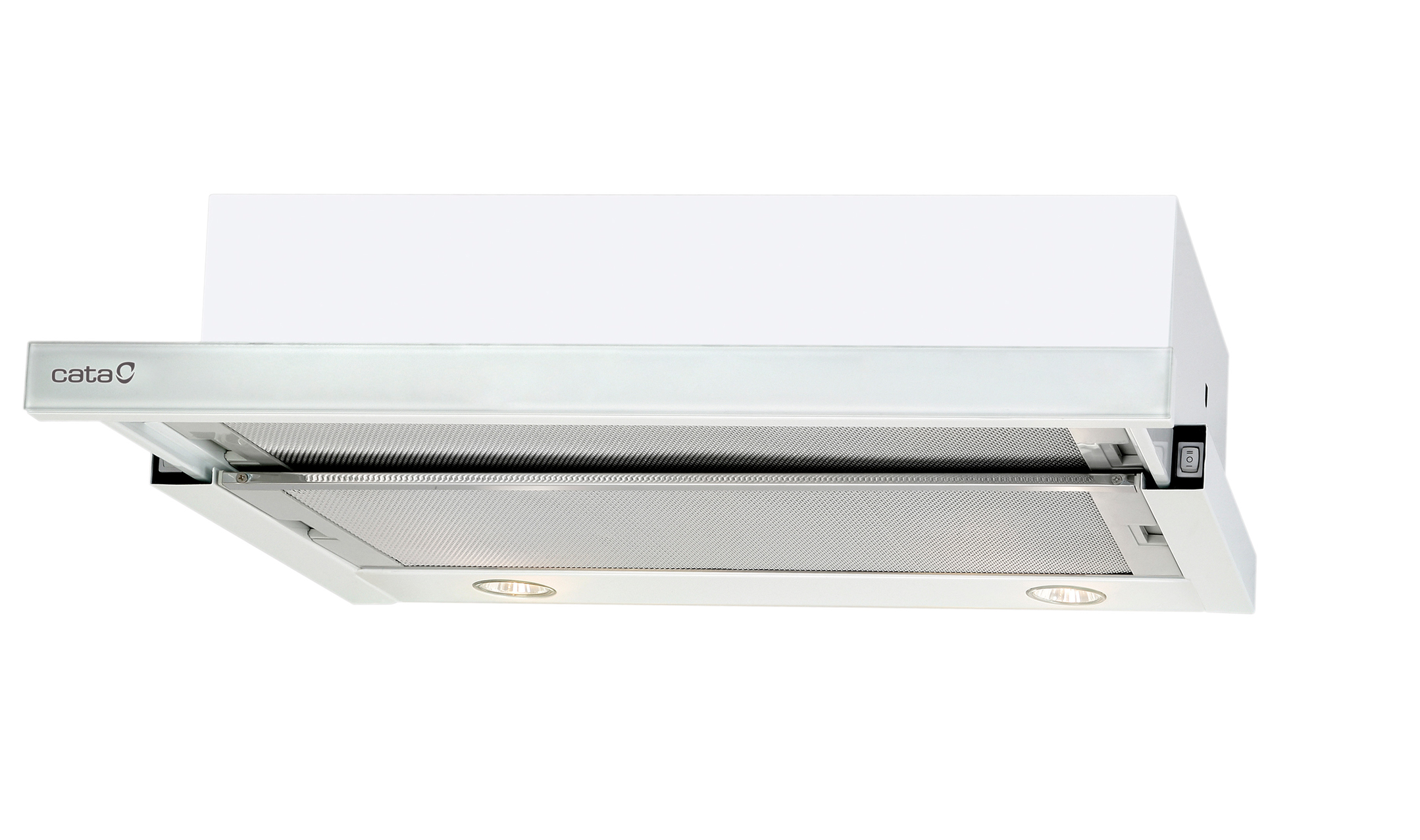 CATA - Hood - TF 2003 600 GWH - Telescopic - Energy efficiency class C - Width 60 cm - 390 m³/h - Mechanical control - LED - White Glass