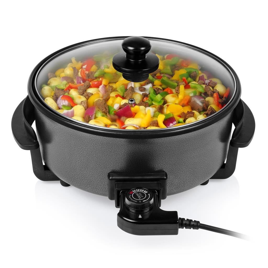 Tristar - Multifunctional grill pan XL - PZ-9135 - Diameter 30 cm - Grill - 1500 W - Lid included - Fixed handle - Black